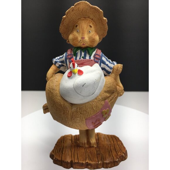 Dept 56 General Store Bunny Rabbit Figurine Holding Chicken & Seeds Easter Decor - Picture 3 of 13